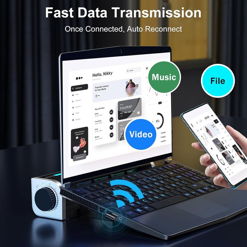 TECHKEY Bluetooth Adapter for Desktop PC, Plug & Play 5.3 USB Mini EDR Dongle Receiver & Transmitter for Laptop Computer Compatible with Headphones Keyboard Mouse Only Windows 11/10/8.1 - Image 3